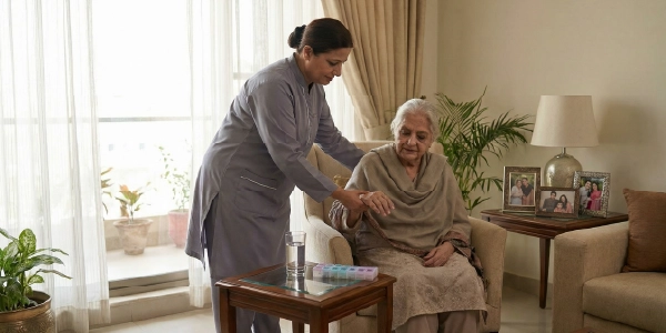 Compassionate patient attendant offering elderly home care services in Karachi.