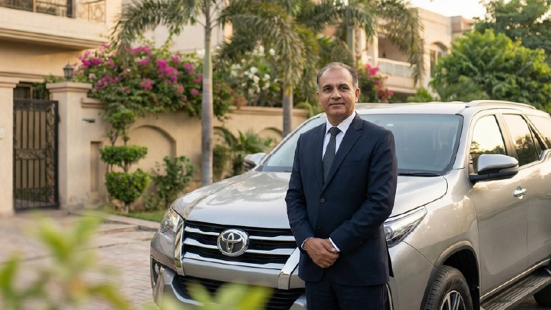 Trusted family driver providing reliable transportation services in Karachi through a professional domestic service provider.